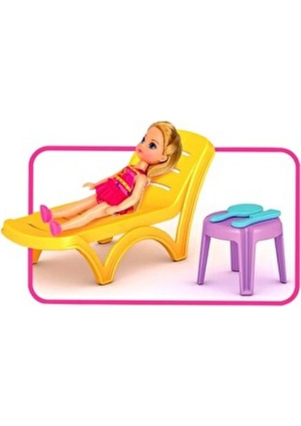 Lola'nın Tatil Evi 3 Katlı Su Kaydıraklı Barbie Evi Oyun Seti 4 Odalı Teraslı Eğlenceli