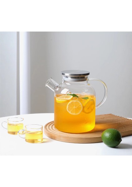 Borosilikat Cam Metal Kapaklı Bitki Çayı Demliği & Sürahi 1800 ml fiyatları