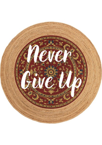 Snugh Yuvarlak Baskı Jüt Halı Makinede Yıkanabilir Çift Taraflı Doğal Jüt Never Give Up Retro Kilim fiyatları