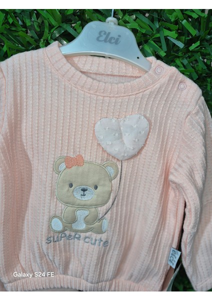 Kız Bebek Uzun Kollu Super Cute Ayıcıklı 2.li Takım modelleri