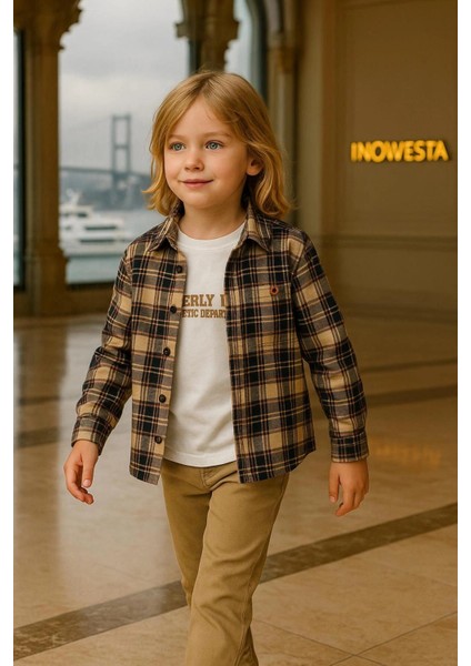 Erkek Çocuk Orta Kalınlıkta Kaşe Gömlekli Özel Kombinli 3'lü Takım fırsatları