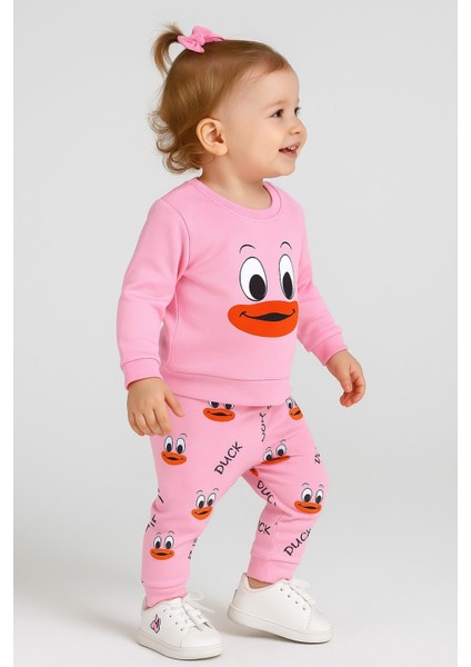 Kız/erkek Bebek Unısex Duck Ördek Desenli 2li Takım Sweatshirt ve Alt 6-9-12-18AY fiyatları