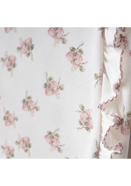 Zarif Ortanca Çiçek Desenli Kendinden Eldivenli Bebek Tulumu ve Yumuşacık Battaniye Seti indirimleri