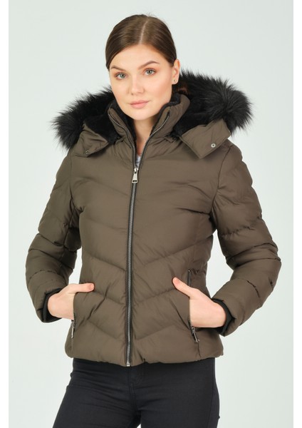 BESTE KADIN MONT BESTE Çıkabilir Kapüşonlu Kürk Astarlı Şişme Kadın Mont fırsatları