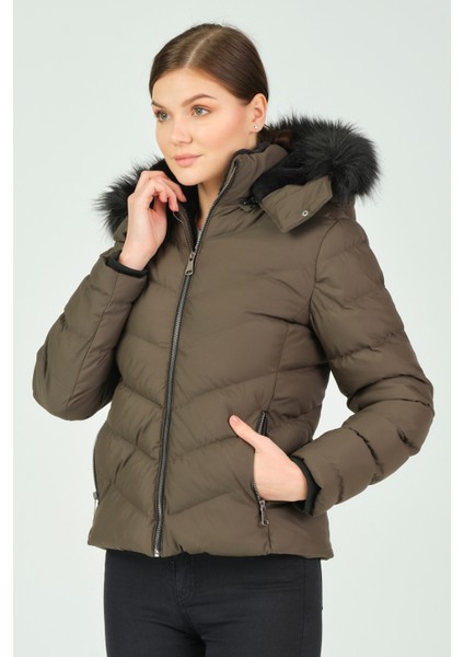 BESTE KADIN MONT BESTE Çıkabilir Kapüşonlu Kürk Astarlı Şişme Kadın Mont indirimleri