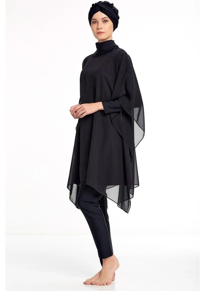 Siyah Pareo Tesettür Mayo Üzerine Tüllü 2022 Yeni Sezon fırsatları