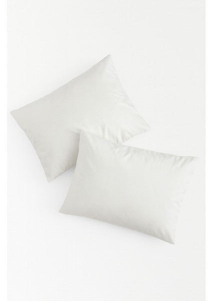 Vevra 2 Li Düz Krem Renk Yastık Kılıfı Pamuklu Kumaş Fermuarlı