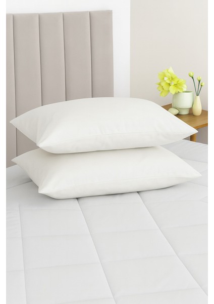 Vevra 2 Li Düz Krem Renk Yastık Kılıfı Pamuklu Kumaş Fermuarlı fiyatları