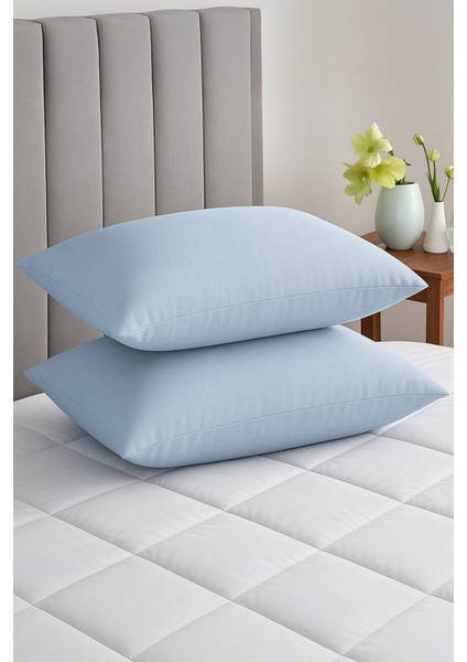 Vevra 2 Li Düz Mavi Renk Yastık Kılıfı Pamuklu Kumaş Fermuarlı fiyatları