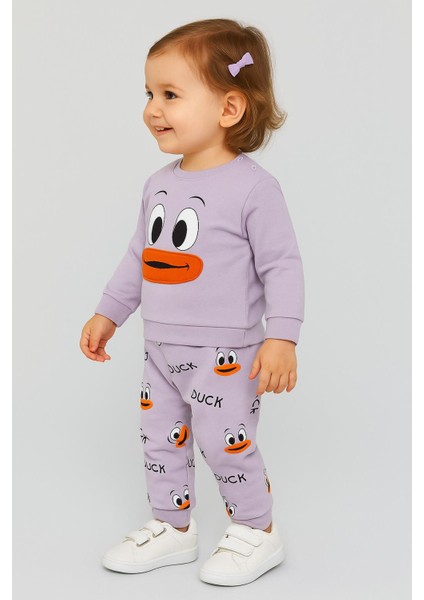 Kız/erkek Bebek Unısex Duck Ördek Desenli 2li Takım Sweatshirt ve Alt 6-9-12-18AY fiyatları