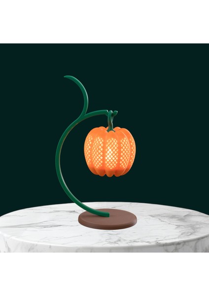 3D Baskı Askılı Bal Kabağı Tea Light Gece Lambası | Pilli LED Işık | 22 cm Alevsiz Fener Turuncu fırsatları