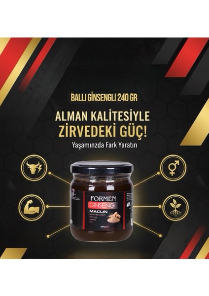Formen Ginsengli , Çakşır Otlu , Tongkhat Ali , Epimedium2, Panax , Erkeklere Özel Kuvvet Macunu Geç Sert Güçlü Ilişki Atom Macunu Ballı Bitkisel Karışım 240 gr