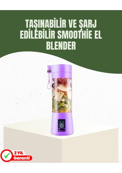 USB Şarjlı Portatif Blender 380ML Çelik 304 Bıçaklı Mobil Smoothie Maker - TGR8028-3281