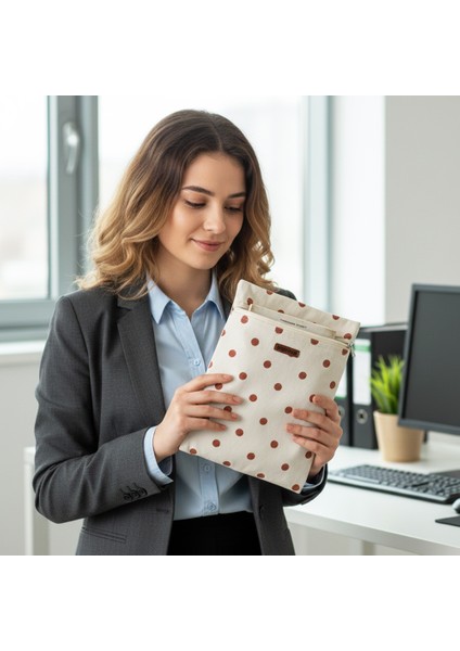 El Yapımı Puantiye Desenli Kitap ve Tablet Kılıfı