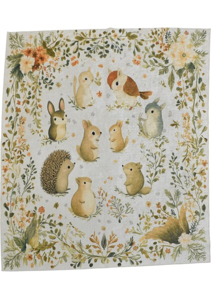 4m2 Tavşan Digital Baskı Makine Halısı 0748 - Yeni - Çok Renkli