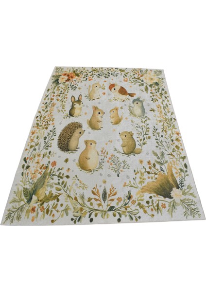 4m2 Tavşan Digital Baskı Makine Halısı 0748 - Yeni - Çok Renkli indirimleri