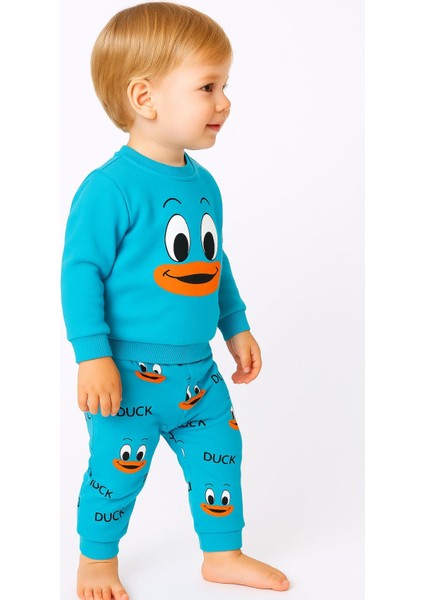 Kız/erkek Bebek Unısex Duck Ördek Desenli 2li Takım Sweatshirt ve Alt 6-9-12-18AY fiyatları