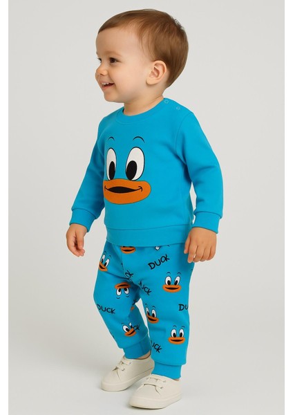 Kız/erkek Bebek Unısex Duck Ördek Desenli 2li Takım Sweatshirt ve Alt 6-9-12-18AY fiyatları