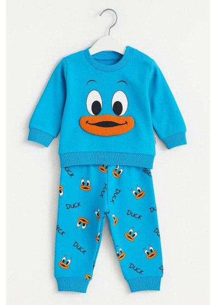 Kız/erkek Bebek Unısex Duck Ördek Desenli 2li Takım Sweatshirt ve Alt 6-9-12-18AY modelleri
