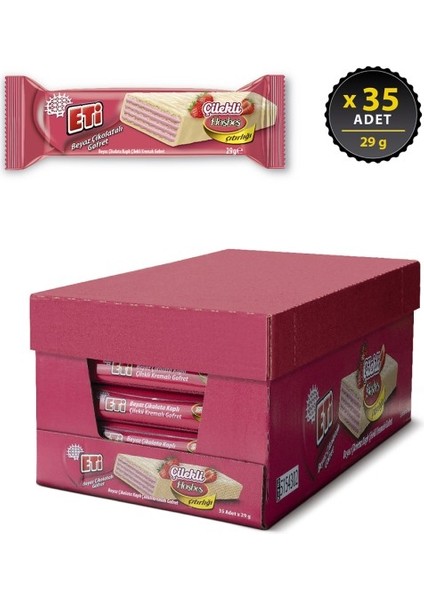 Beyaz Çikolata Kaplı Çilek Kremalı Gofret 29 G x 35 Adet fiyatları
