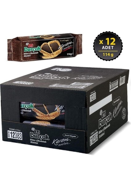 Burçak Bitter Çikolatalı Yulaflı Bisküvi 114 G x 12 Adet