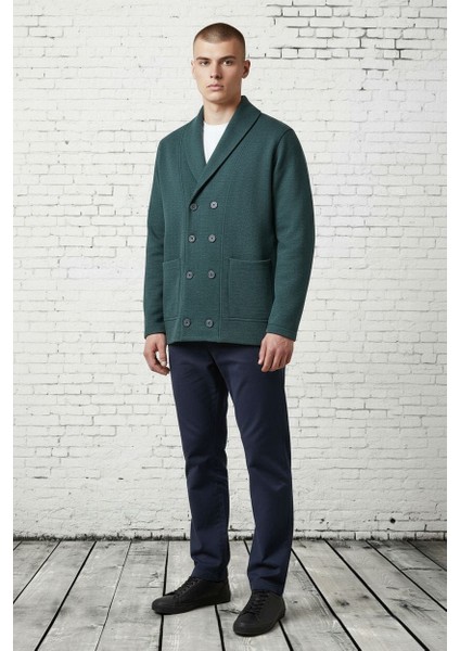 Düğme Detaylı Cepli Kruvaze Hırka