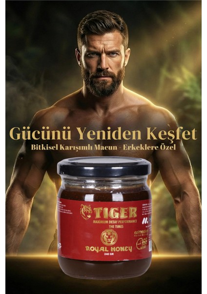 Tiger Ginsengli , Çakşır Otlu , Tongkhat Ali , Epimedium2, Panax , Tribulus Erkeklere Özel Kuvvet Macunu Geç Sert Güçlü Ilişki Atom Macunu Ballı Bitkisel Karışım (Pestisit Içermez) 240 gr indirimleri