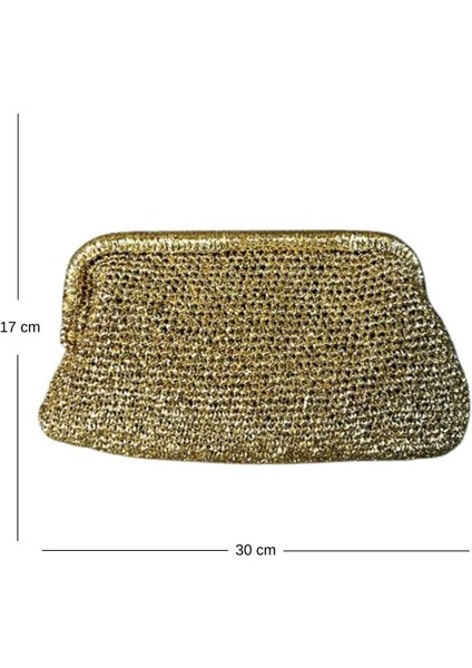 7482 El Yapımı Gold Metalik Şık Clutch Çanta / 17 x 30 cm fiyatları