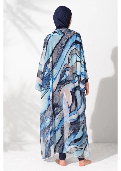 Kadın Mavi Desenli Kaftan Pareo 2C3T1N9M80 fiyatları
