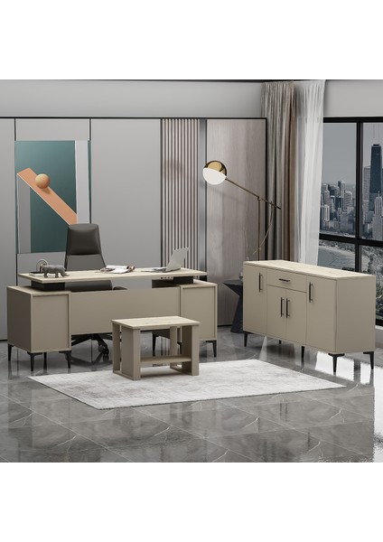 Branco Ofis Takımı 3’lü Set Masa, Sehpa, Konsol