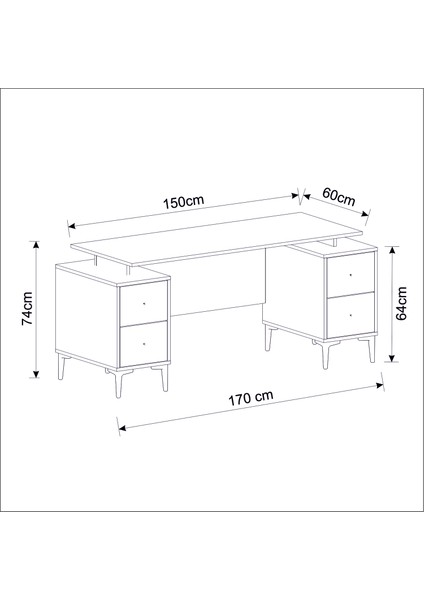 Branco Ofis Takımı 3’lü Set Masa, Sehpa, Konsol