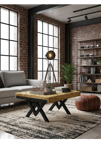 Walnut Doğal Ahşap Orta Sehpa 60X100