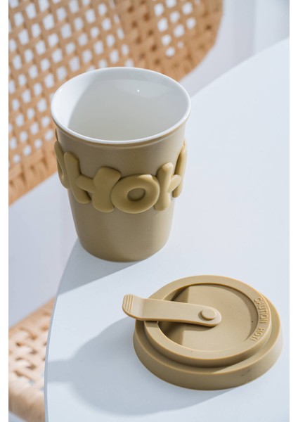 Ruby Silikon Kapaklı Porselen Kupa Yeşil - 380 ml modelleri