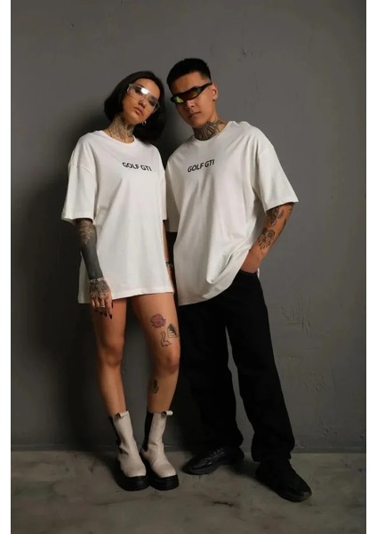 Erkek Oversize Baskılı Tişört – Golf Gtı Retro Araba Desenli, Ön - Arka Dijital Baskı, Sokak