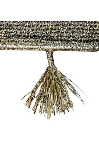 9781 El Yapımı Püskül Detaylı Gold Burslu Çanta / 17 x 27 cm indirimleri