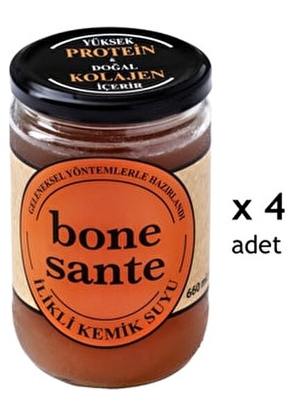 660 ml x 4 Ilıklı Kemik Suyu Türkiye Menşeli Yüksek Protein ve Doğal Kolajen İçerir indirimleri