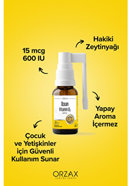 Vitamin D3 600 IU Takviye Edici Gıda 20 ml Koruyucu ve Kimyasal Katkı Maddesi İçermez fırsatları