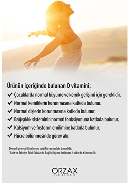 Vitamin D3 600 IU Takviye Edici Gıda 20 ml Koruyucu ve Kimyasal Katkı Maddesi İçermez indirimleri
