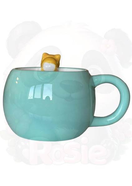 3D Sarkan Sevimli Hayvan Figürlü Seramik Kupa