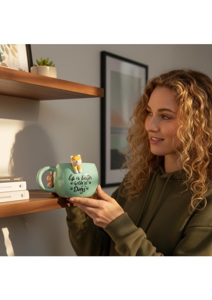 3D Sarkan Sevimli Hayvan Figürlü Seramik Kupa