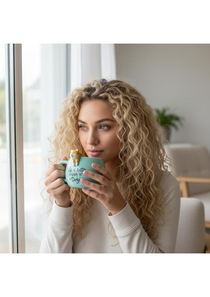 3D Sarkan Sevimli Hayvan Figürlü Seramik Kupa