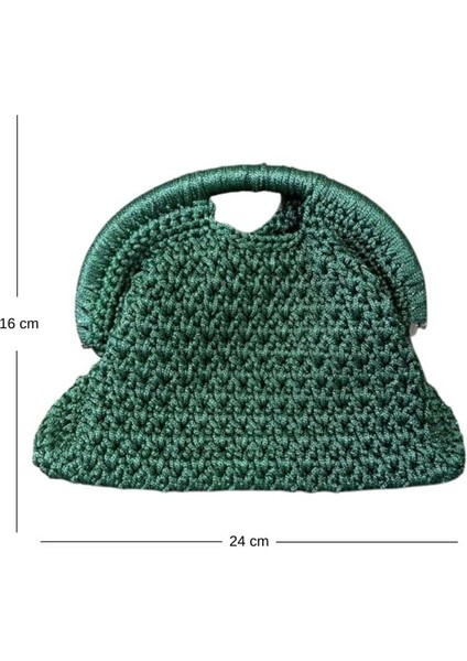 3855 El Yapımı Makrome Ip Burslu Yeşil Clutch Çanta / 16 x 24 cm fiyatları