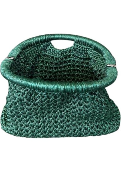 3855 El Yapımı Makrome Ip Burslu Yeşil Clutch Çanta / 16 x 24 cm indirimleri