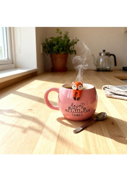 3D Sarkan Sevimli Hayvan Figürlü Seramik Kupa