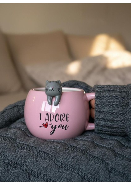 3D Sarkan Sevimli Hayvan Figürlü Seramik Kupa