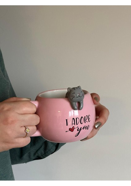 3D Sarkan Sevimli Hayvan Figürlü Seramik Kupa