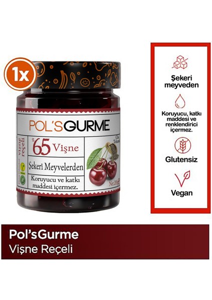 Pol'sGurme Vişne Reçeli Chia Tohumlu Şeker İlavesiz %65 Meyve Oranlı 285 gr modelleri