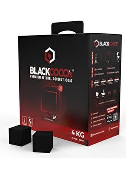 4kg CUBES26 Nargile Kömürü Kokusuz Doğal Materyal ile Uzun Yanma Süresi