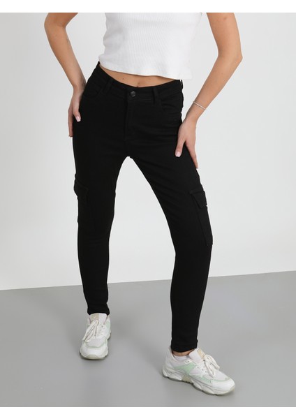 Siyah Kargo Slim Fit Pantolon