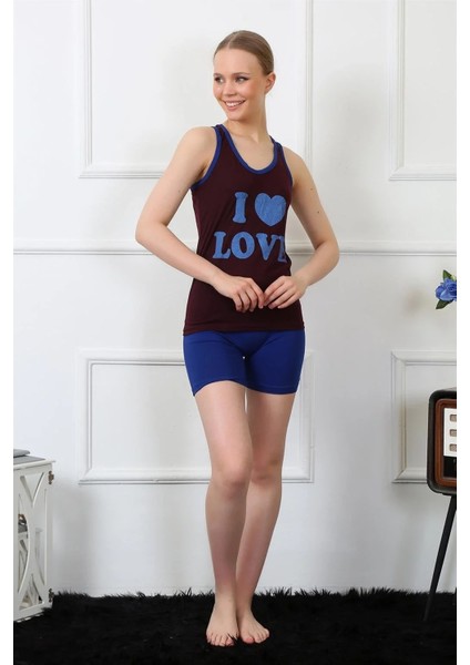 Kadın Penye Şortlu Takım Bordo